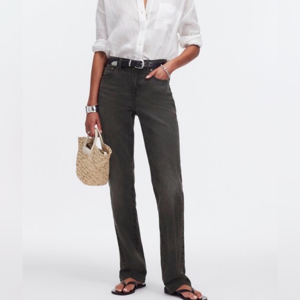 Madewell The '90s Straight Mid-Rise Black Comfort Stretch Jean Sz 31P
